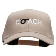 Coach Whistle Embroidered Solid Cotton Twill Pro Style Cap - Khaki OSFM