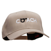 Coach Whistle Embroidered Solid Cotton Twill Pro Style Cap - Khaki OSFM