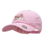 Happy Cat Head Embroidered Unstructured Cotton Twill Cap