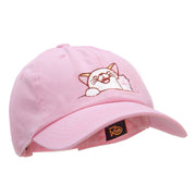 Happy Cat Head Embroidered Unstructured Cotton Twill Cap