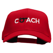 Coach Whistle Embroidered Solid Cotton Twill Pro Style Cap - Red OSFM