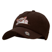 Happy Cat Head Embroidered Unstructured Cotton Twill Cap