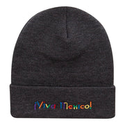 Viva Mexico Spanish Phrase Embroidered Long Knitted Beanie