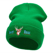 The Deer Hunt Embroidered 12 Inch Solid Long Beanie Made in USA