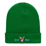 The Deer Hunt Embroidered 12 Inch Solid Long Beanie Made in USA