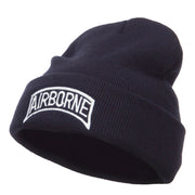 White Airborne Embroidered Cuff Beanie