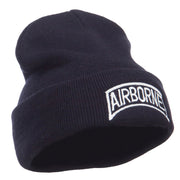 White Airborne Embroidered Cuff Beanie