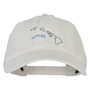 Hawaii with Map Outline Embroidered Washed Cotton Twill Cap