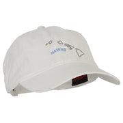 Hawaii with Map Outline Embroidered Washed Cotton Twill Cap