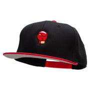 Power Punch Embroidered Two Tone Superior Cotton Twill Flat Bill Snapback Cap. - Red-Black OSFM