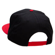 Power Punch Embroidered Two Tone Superior Cotton Twill Flat Bill Snapback Cap. - Red-Black OSFM