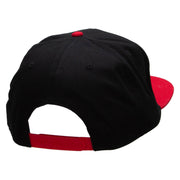 Power Punch Embroidered Two Tone Superior Cotton Twill Flat Bill Snapback Cap. - Red-Black OSFM