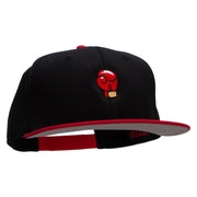 Power Punch Embroidered Two Tone Superior Cotton Twill Flat Bill Snapback Cap. - Red-Black OSFM