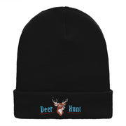 The Deer Hunt Embroidered 12 Inch Solid Long Beanie Made in USA