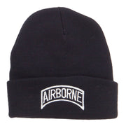 White Airborne Embroidered Cuff Beanie