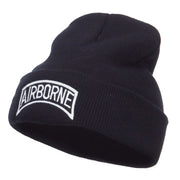 White Airborne Embroidered Cuff Beanie