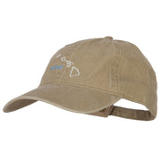 Hawaii with Map Outline Embroidered Washed Cotton Twill Cap