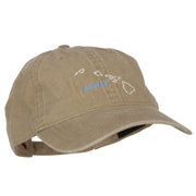 Hawaii with Map Outline Embroidered Washed Cotton Twill Cap