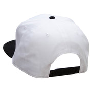 Power Punch Embroidered Two Tone Superior Cotton Twill Flat Bill Snapback Cap. - Black-White OSFM