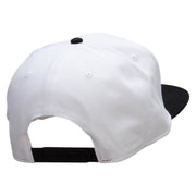 Power Punch Embroidered Two Tone Superior Cotton Twill Flat Bill Snapback Cap. - Black-White OSFM