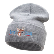 The Deer Hunt Embroidered 12 Inch Solid Long Beanie Made in USA