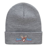 The Deer Hunt Embroidered 12 Inch Solid Long Beanie Made in USA