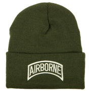 White Airborne Embroidered Cuff Beanie