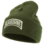 White Airborne Embroidered Cuff Beanie