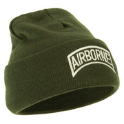 White Airborne Embroidered Cuff Beanie