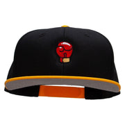 Power Punch Embroidered Two Tone Superior Cotton Twill Flat Bill Snapback Cap. - Gold-Black OSFM