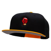 Power Punch Embroidered Two Tone Superior Cotton Twill Flat Bill Snapback Cap. - Gold-Black OSFM