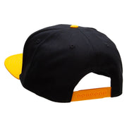 Power Punch Embroidered Two Tone Superior Cotton Twill Flat Bill Snapback Cap. - Gold-Black OSFM