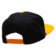 Power Punch Embroidered Two Tone Superior Cotton Twill Flat Bill Snapback Cap. - Gold-Black OSFM