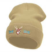 The Deer Hunt Embroidered 12 Inch Solid Long Beanie Made in USA