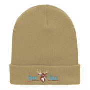 The Deer Hunt Embroidered 12 Inch Solid Long Beanie Made in USA