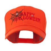 Happy Halloween with Spider Web Embroidered Cap