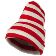 Red White Wide Stripe Cuff Beanie