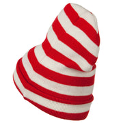 Red White Wide Stripe Cuff Beanie