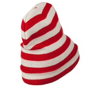 Red White Wide Stripe Cuff Beanie