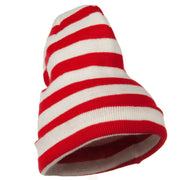 Red White Wide Stripe Cuff Beanie