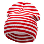 Red White Wide Stripe Cuff Beanie