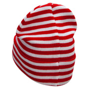 Red White Wide Stripe Cuff Beanie