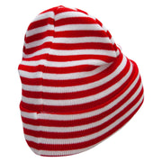 Red White Wide Stripe Cuff Beanie