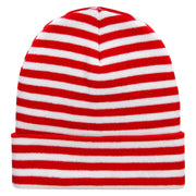 Red White Wide Stripe Cuff Beanie