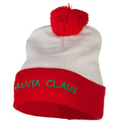 Santa Claus with Hat Embroidered Cuff Long Beanie