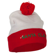 Santa Claus with Hat Embroidered Cuff Long Beanie