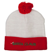 Santa Claus with Hat Embroidered Cuff Long Beanie