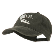 CA Map with Bear Embroidered Washed Cap