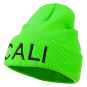 Cali Embroidered Neon Long Beanie