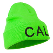 Cali Embroidered Neon Long Beanie